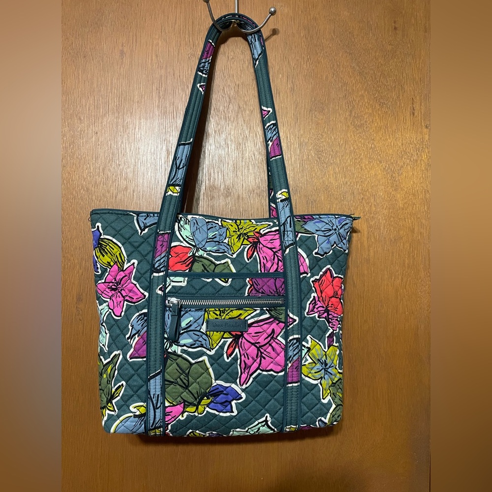 Vera Bradley Small Vera Tote in “Falling Flowers” pattern.